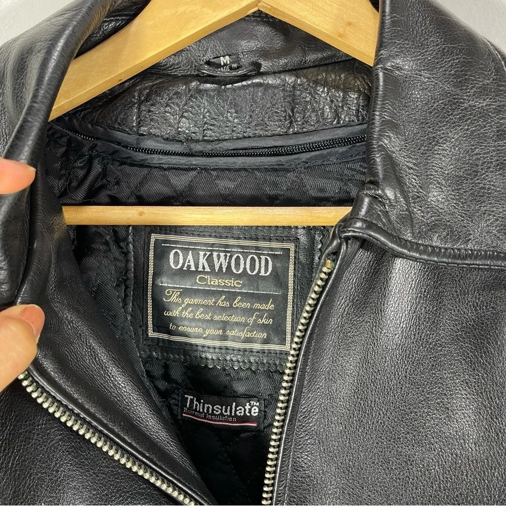 Oakwood Classic Leather Moto Fitted Men’s Jacket Size M Color Black